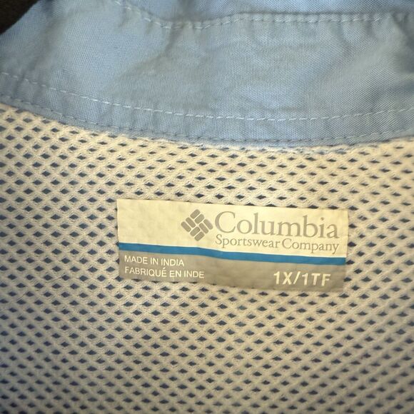 Columbia Shirt Mens 1X Blue Short Sleeve Button Down Shirt Collared Pockets - Picture 4 of 10